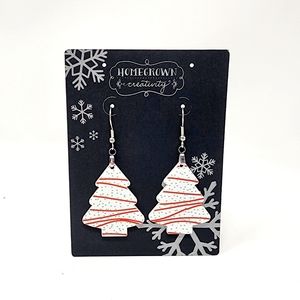 Christmas Earrings Trees Snack Cakes Red White Green Stainless Steel